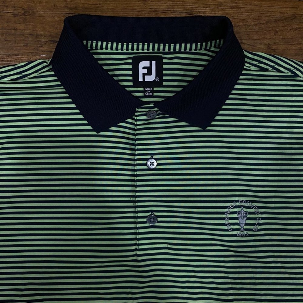 FootJoy FJ Blue Green Bengal Striped Performance Stretch Golf Polo Shirt Mens XL - Picture 3 of 10